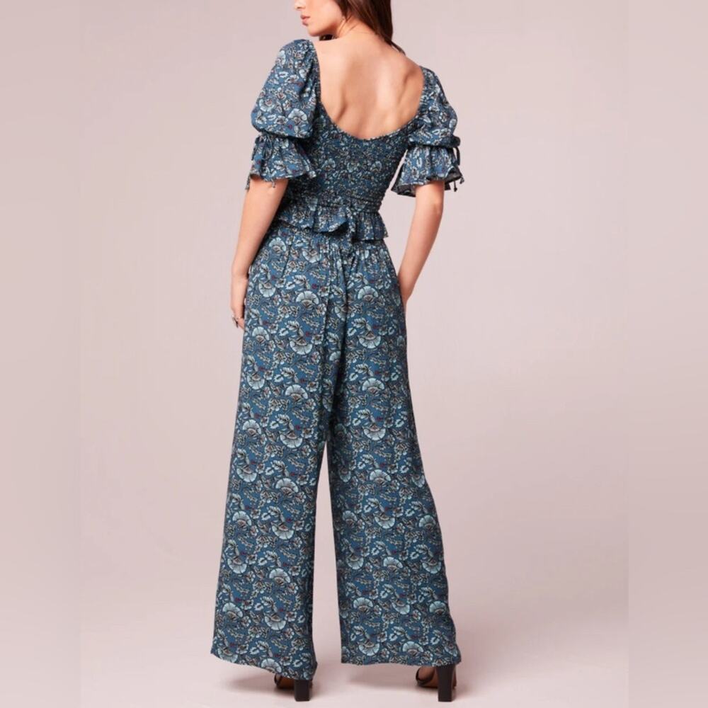 NWT Band of Gypsies Blue Floral Wide Leg Pants - Picture 2 of 8